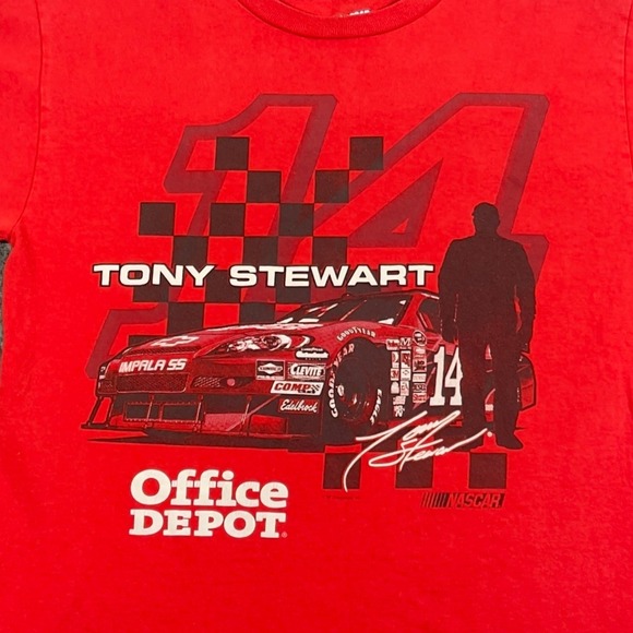 Vtg Tony Stewart NASCAR Racing T Shirt Office Depot #14 Red Medium - Picture 2 of 4